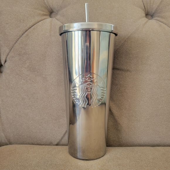 Starbucks Other - Starbucks Venti 24 oz Silver Chrome Stainless Steel Tumbler Cold Cup